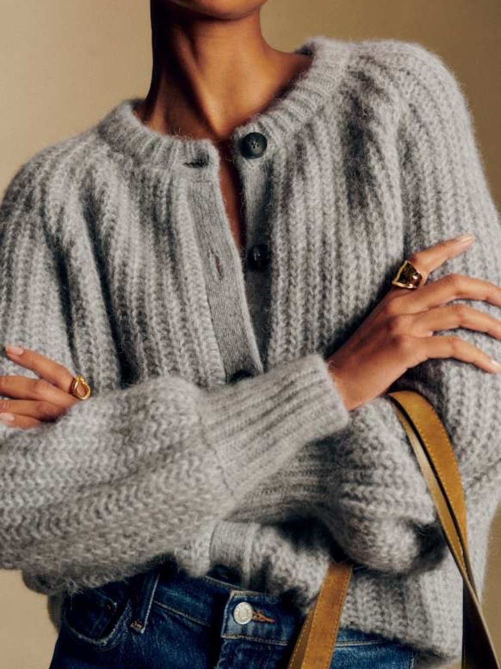 ✨ SÉZANE Emile Cardigan in Mottled Grey - EUC Size M ✨ - Picture 1 of 8